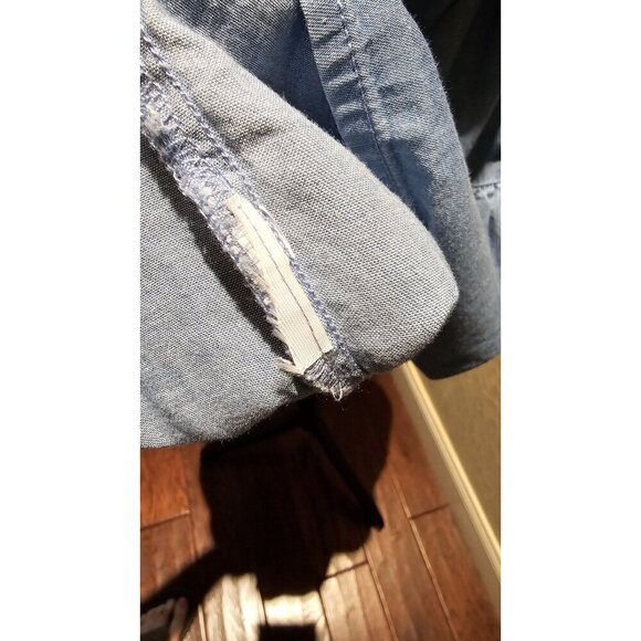 A.N.A XL Woman's Coastal Sleeveless Light Blue Chambray Wrap Top With Peplum Hem - Picture 6 of 6